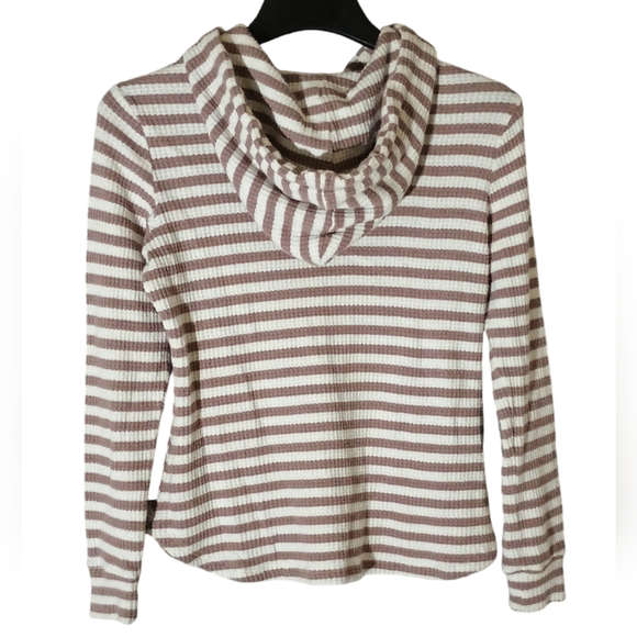 Hooded Top Hoodie Comfy Women's Kangaroo Pocket, Waffle Knit Size small - Picture 2 of 6